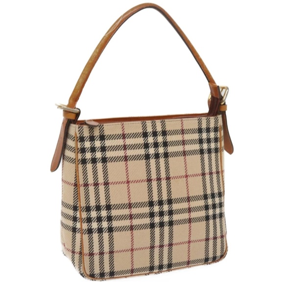 BURBERRY Nova Check Shoulder Bag Canvas Beige Auth 66603 - Picture 1 of 16